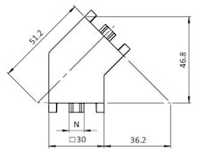 Vinkelförbindning 30x30x45 med fästdetaljer, för BSB profil,