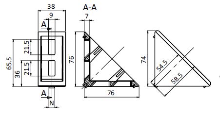 Vinkelset 40x80 med fästdetaljer o täcklock för ISB profil