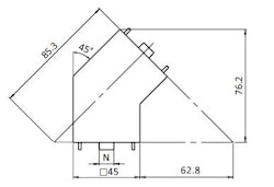 Vinkelförbindning 45x45x45 med fästdetaljer, för BSB profil, blank