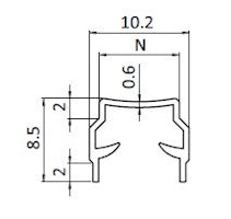 Glaslist U, Spår 8 / 4-6mm, svart, 1st = 2m