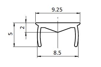 Täcklist aluminium för BSB profil med spår 8mm. HL=2m.