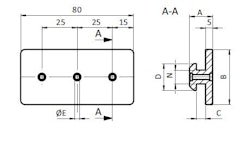 Glidstycke 8, L=80mm för BSB profil med spår 8mm