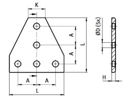 Förbindningsplatta 90/90 Aluminium exkl. infästningsmaterial