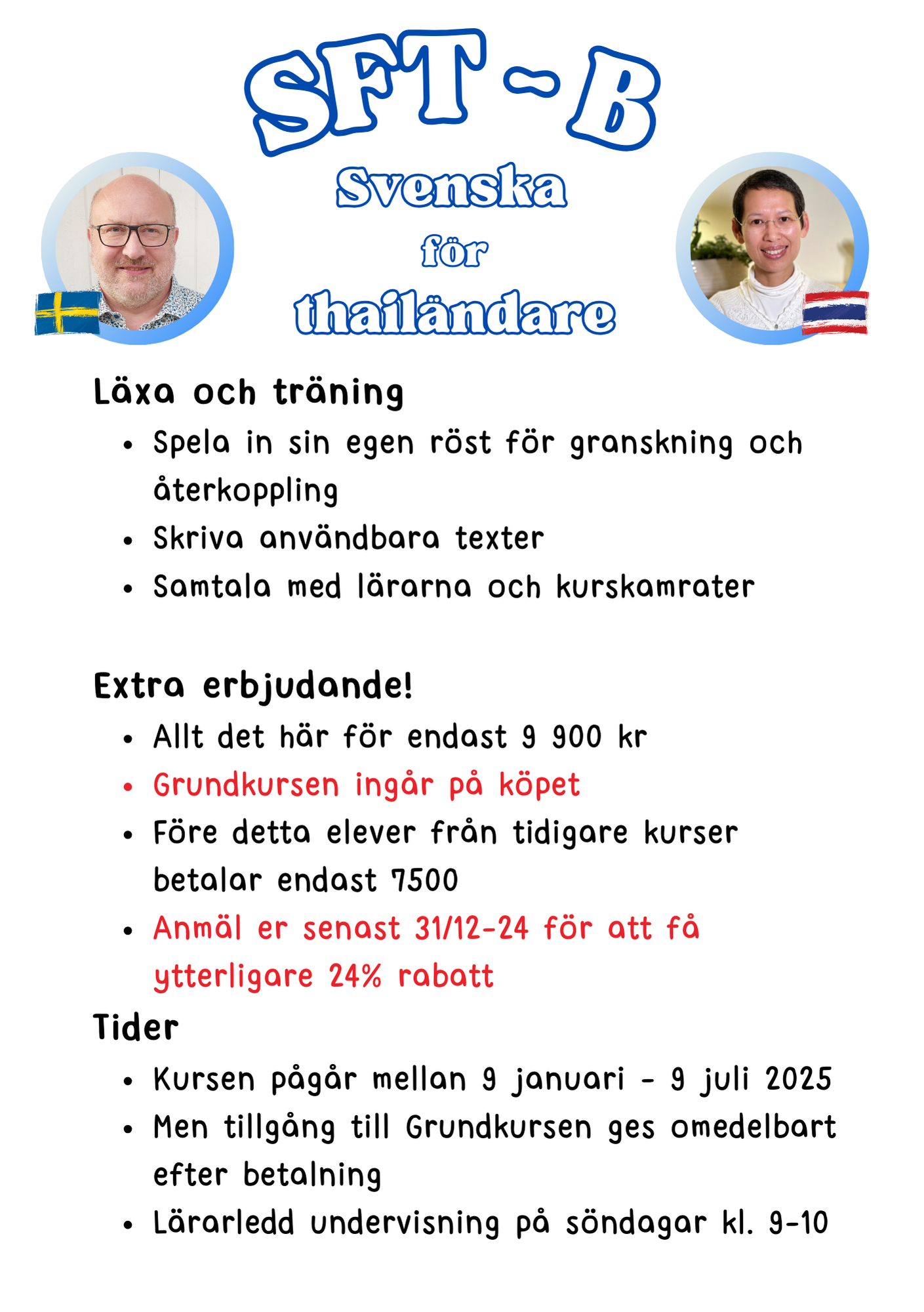 2. Svenska för thailändare B (SFT B) - Information på svenska