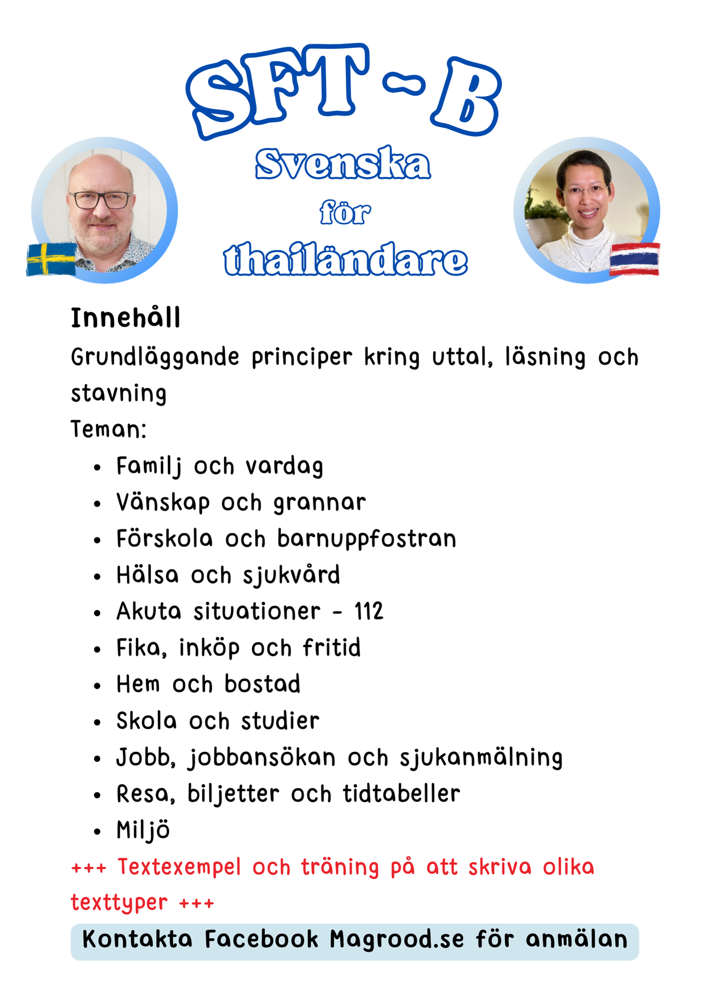 2. Svenska för thailändare B (SFT B) - Information på svenska