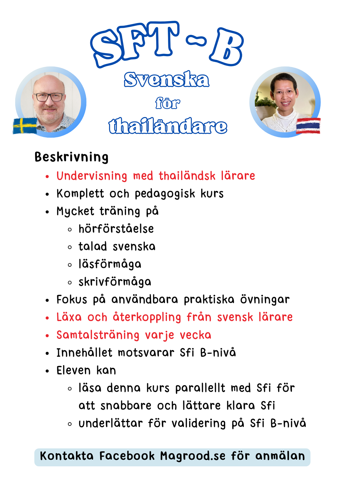 2. Svenska för thailändare B (SFT B) - Information på svenska