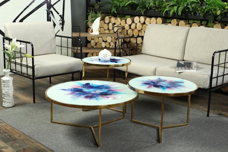 Elegance Hvit/blå - 3 delers Sofabord