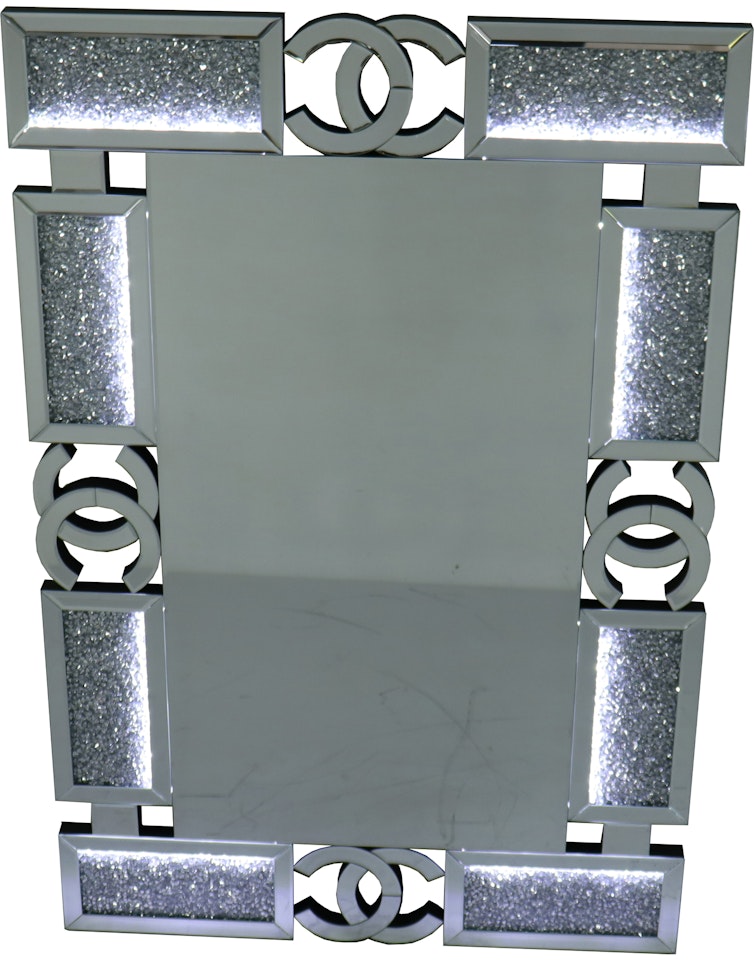 CC-formet designer Speil med LED-lys og diamanter - 120cm