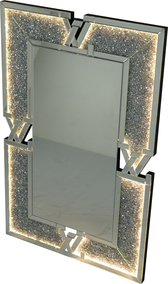 LV-formet designer Speil med LED-lys og diamanter - 120cm - Møbelby