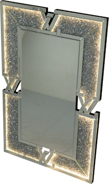 LV-formet designer Speil med LED-lys og diamanter - 120cm