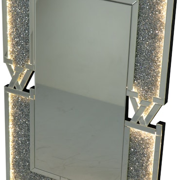 LV-formet designer Speil med LED-lys og diamanter - 120cm