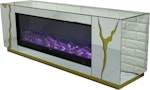 Cracked - Speilet TV-Bord med Varmegivende elektrisk Peis & RGB LED-lys m/fjernkontroller - 160cm