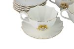 6x Kopper med skål - Luksus kopp med gull kant & asjetter