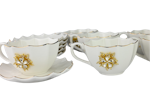 6x Kopper med skål - Luksus kopp med gull kant & asjetter