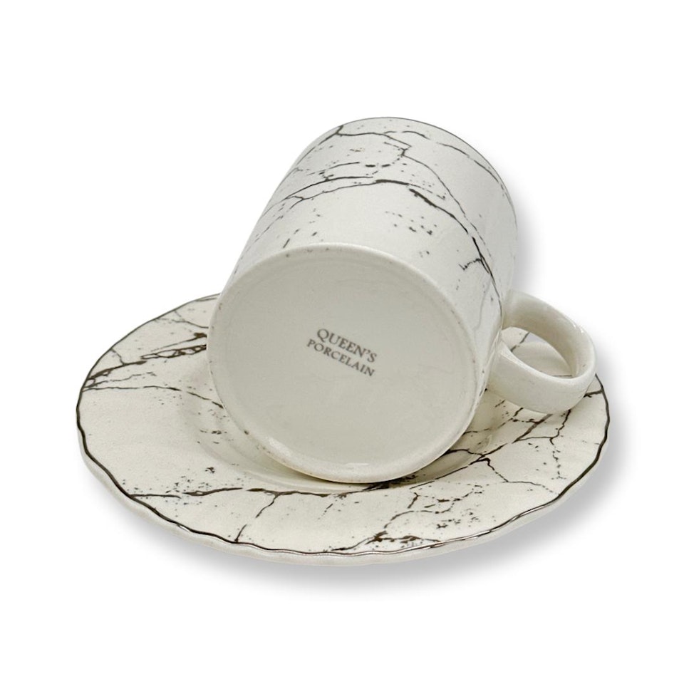 6x Kopper med skål - Luksus kopp med Sølv design & asjetter