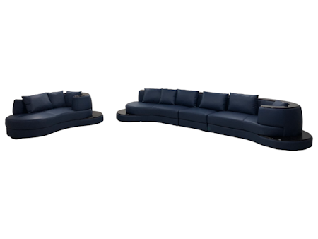 Slim L-Sofa med Sjeselong - Blå