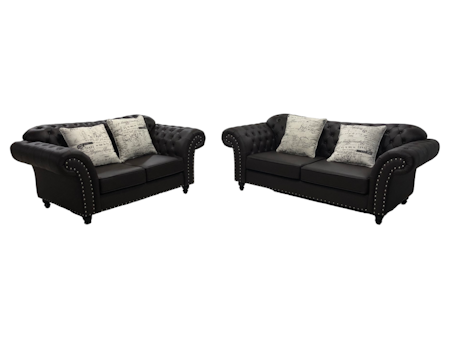 Norway Chesterfield 3 + 2 seter - Mørkebrun - Ekte skinn