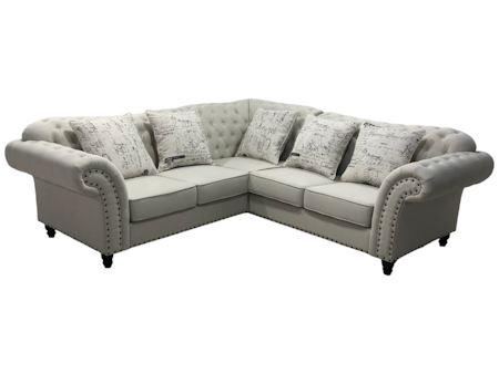 Norway Chesterfield L-Sofa Ivory-hvit Stoff