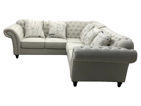 Norway Chesterfield L-Sofa Ivory-hvit Stoff