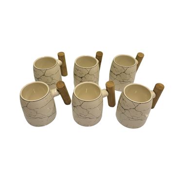 6x kopper med Bamboo håndtak - Queens Porcelain