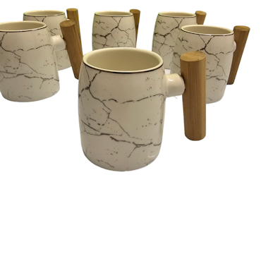 6x kopper med Bamboo håndtak - Queens Porcelain