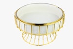 Gull/sølv Serveringsskål/snackskål m/holder i stål - Queens Porcelain