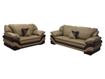 Sleek Sofagruppe 3 + 2 seter - Brun/mørkebrun - Ekte skinn