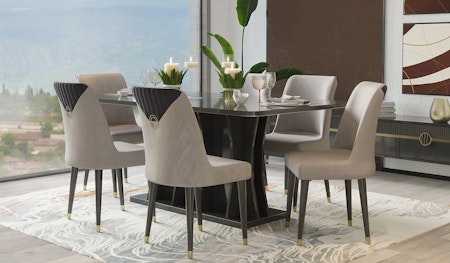 Bella Spisebord med 6x Spisestoler - 160x100cm - Antrasitt