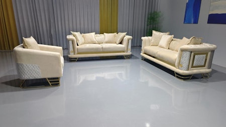 Luxor Sofagruppe 3 + 3 + 1 - Beige & grå detaljer