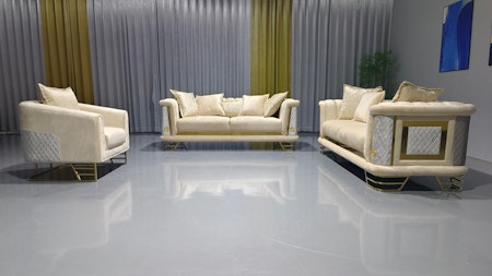 Luxor Sofagruppe 3 + 3 + 1 - Beige & grå detaljer