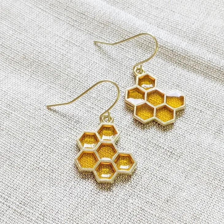 Golden Honeycomb - Øredobber - Terra Krystaller
