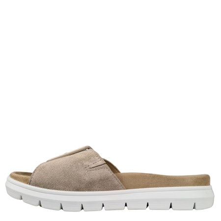 Ergonomiska Beige slip-in sandal med reglerbart spänne och uttagbar sula