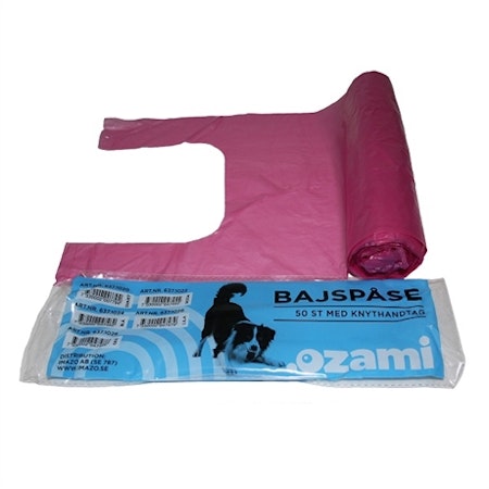 Ozami bajspåsar med knythandtag (Lila, 50-pack)