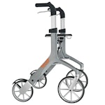 Aluminium rollator i silver färg med en stilren design och väger 6,8 Kg