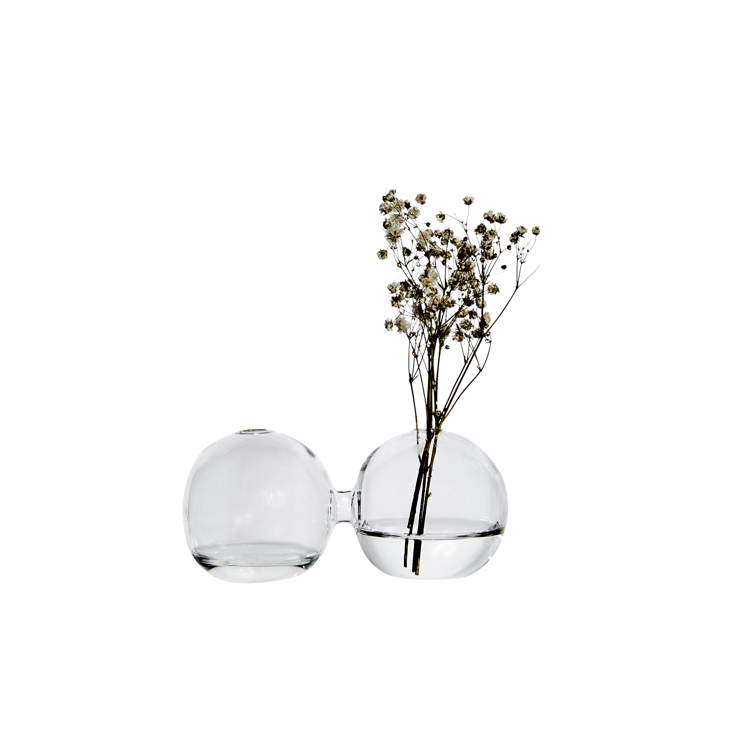 Munblåst vas 2 bubblor, 14cm