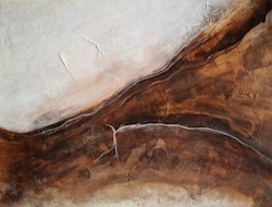 "Amber" - Abstrakt Tavla i Varm Bärnstenspalett, 42x30cm