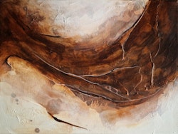 "Devine Flood" - Abstrakt Tavla i Varmbruna Naturtoner, 42x30cm