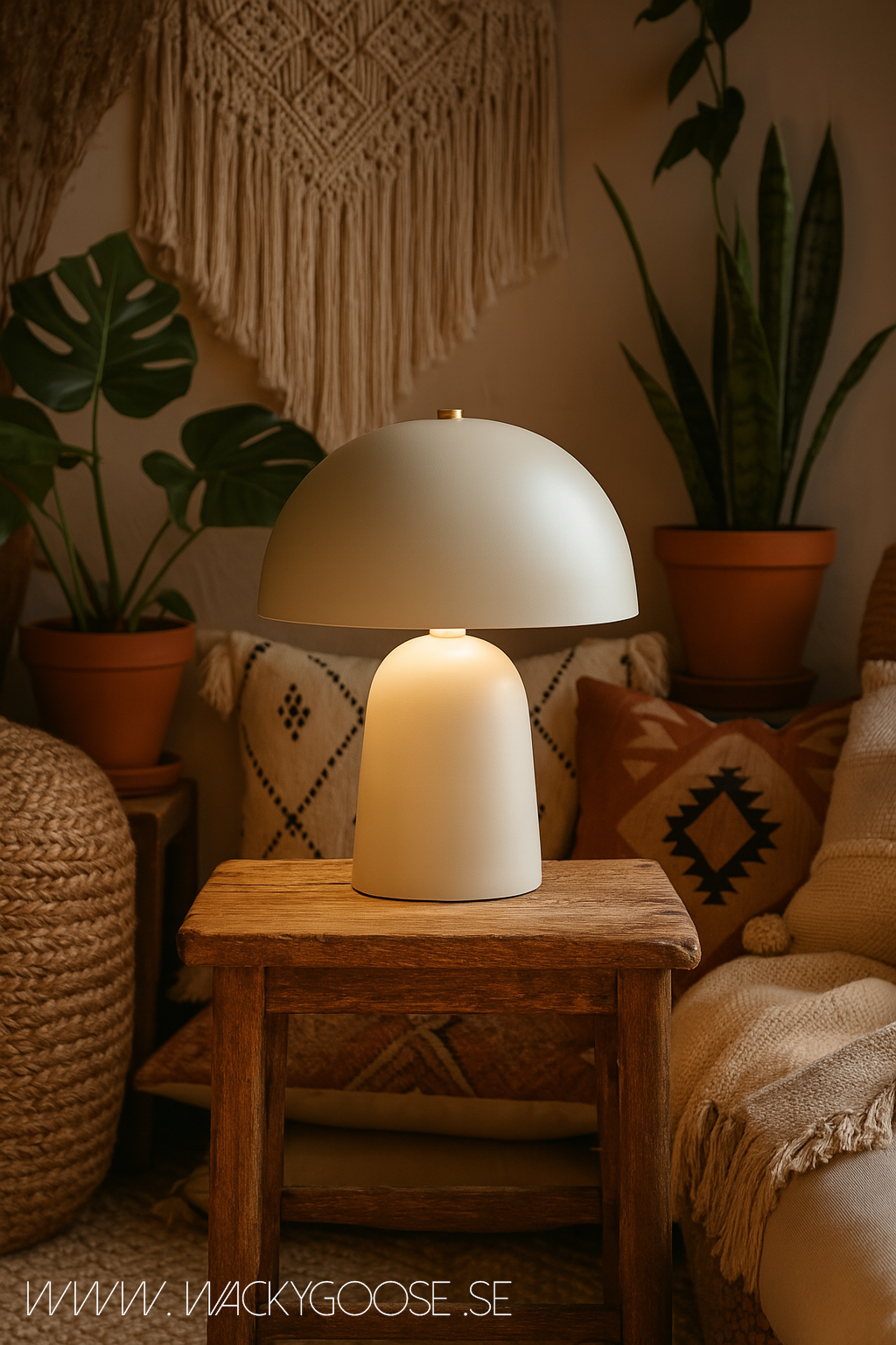 FUNGI Bordslampa, 38cm, Vit