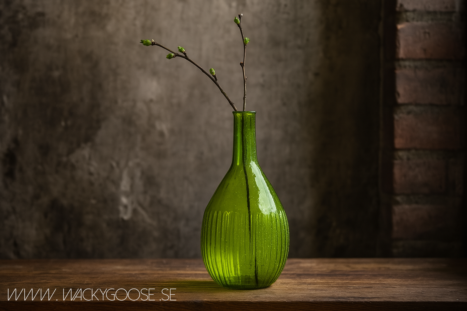 Munblåst Vas av Återbrukat glas, Grön
