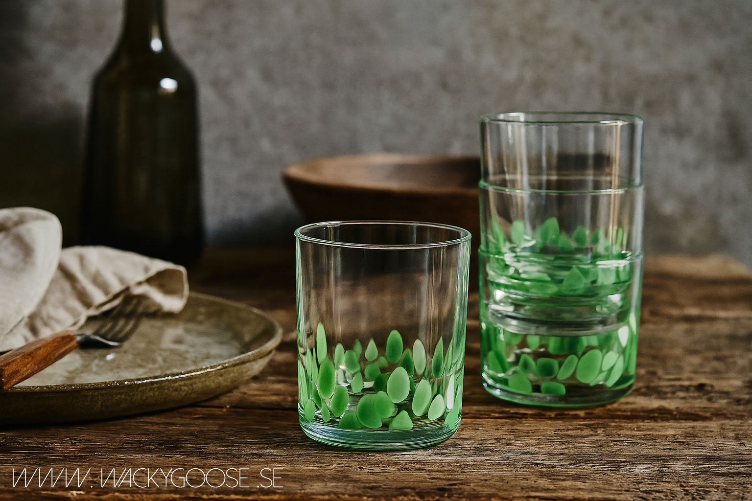 COCKTAIL Glas, Klar/grön, 4-pack