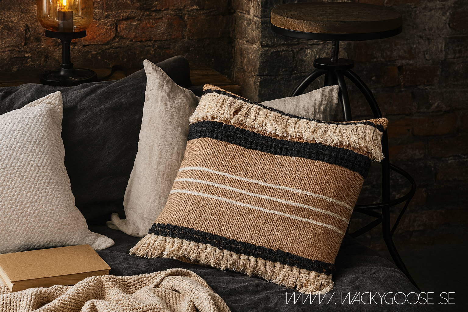 Kuddfodral, Beige/grå/elfenben