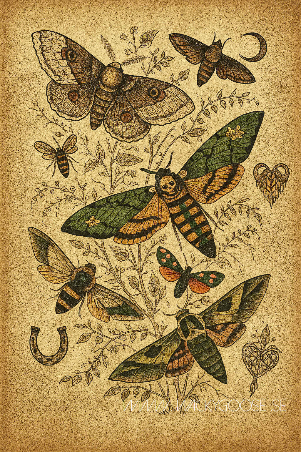 "Mystic Moths" - Vintage Poster med Fjärilar & Symbolik