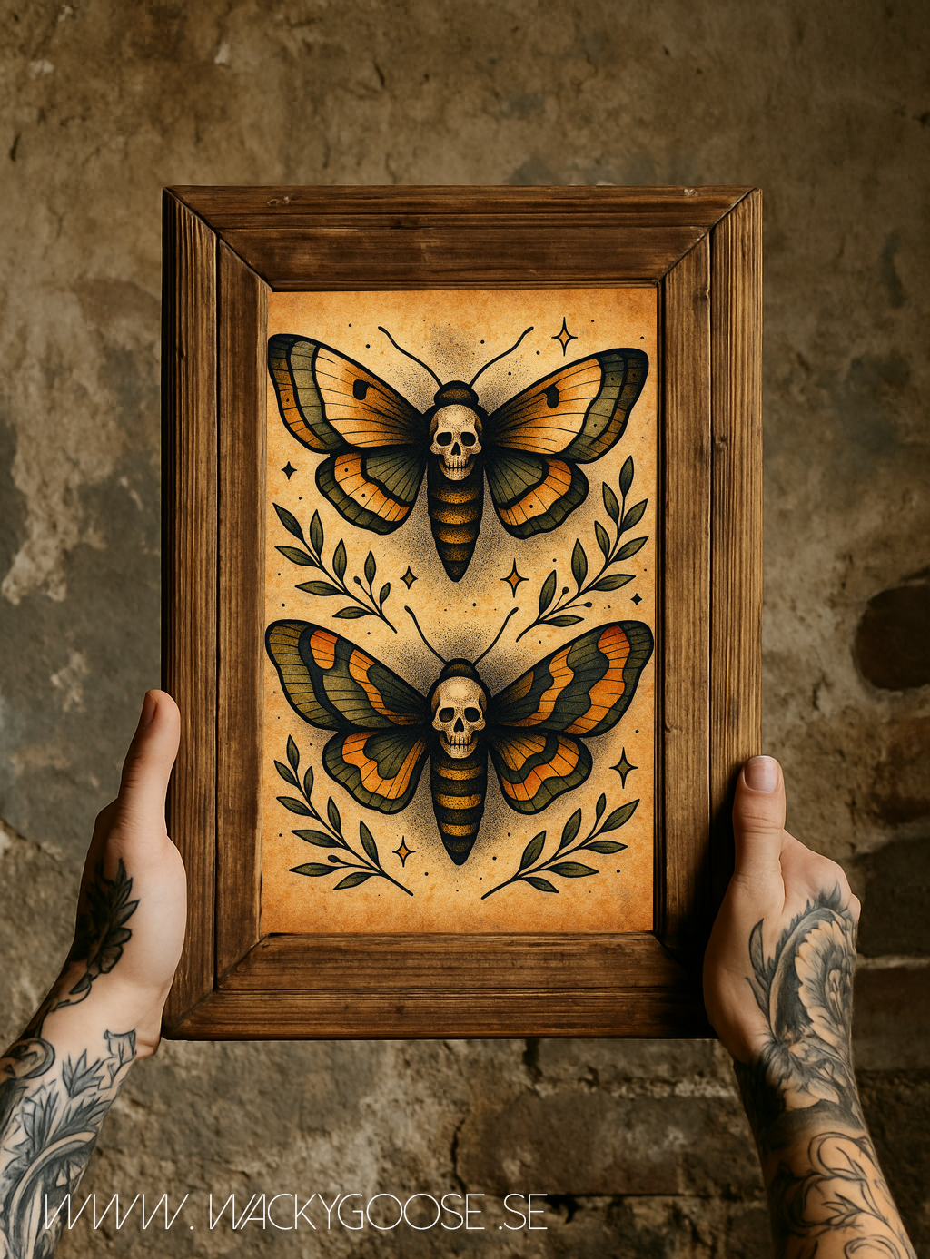 "Twilight Wings" - Vintage Poster med Dödskallefjärilar