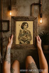 "Love Yourself" - Vintage Poster med Tatuerad Kvinna