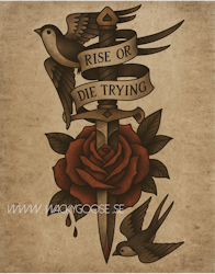 "Rise ord Die" - Vintage Poster i Tatueringsstil (30x40cm)