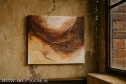 "Devine Flood" - Abstrakt Tavla i Varmbruna Naturtoner, 42x30cm