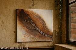 "Gentle Thoughts" - Abstrakt Målning i Naturinspirerade Jordtoner, 42x30cm
