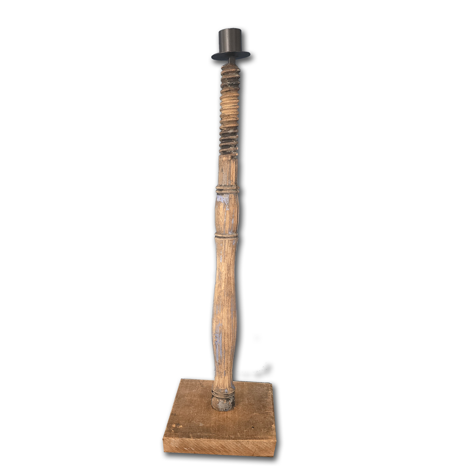 Unik ljusstake i vintage-stil - Handgjord av spinnrocksdelar, 48cm