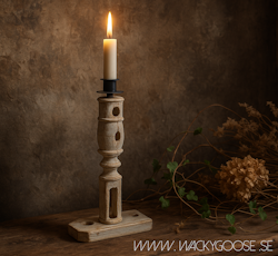 Unik ljusstake i vintage-stil - Handgjord av spinnrocksdelar, 35,5cm