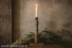 Unik ljusstake i vintage-stil - Handgjord av spinnrocksdelar, 32cm